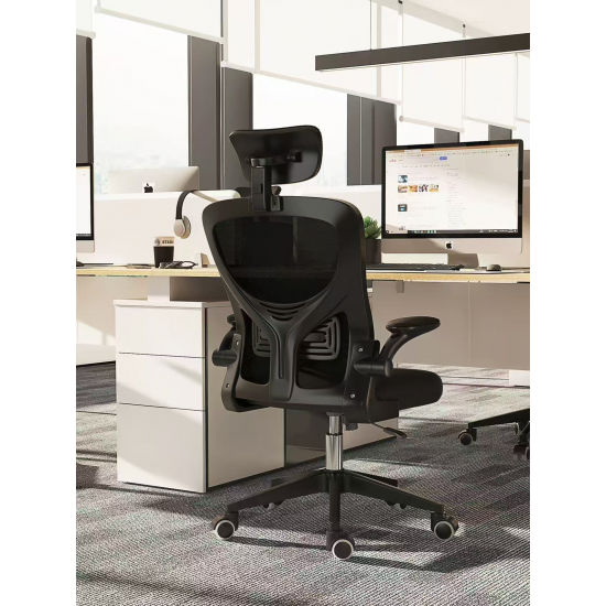 كرسي مكتب باللون الأسود مع مسند راس am-73